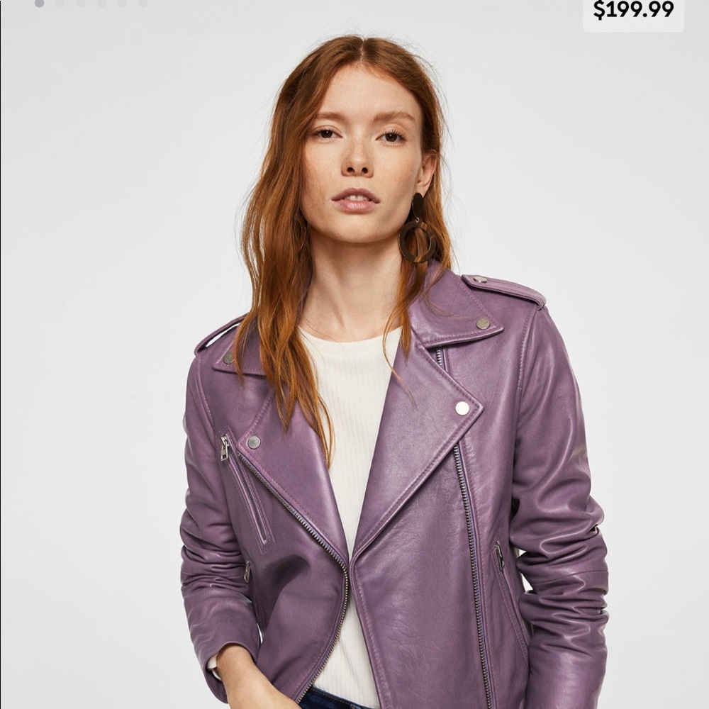 NWT Sold Out Mango purple lavender leather jacket